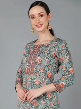 Women Cotton Floral Printed Kurta Trousers-VKSKD1139A